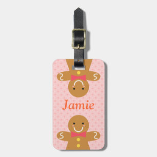 Cute Gingerbread Man Holiday Personalised Luggage Tag