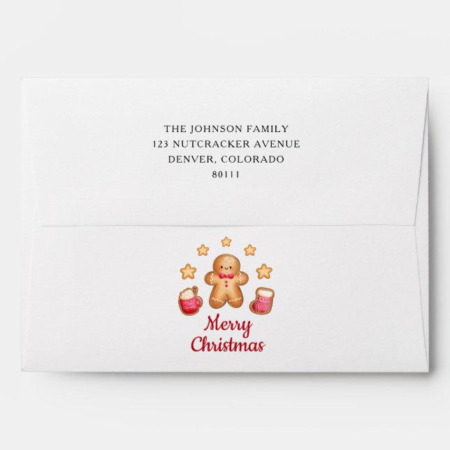 Cute Gingerbread Man Merry Christmas  Envelope (Back (Top Flap))