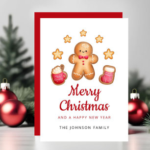 Cute Gingerbread Man Merry Christmas Holiday Card