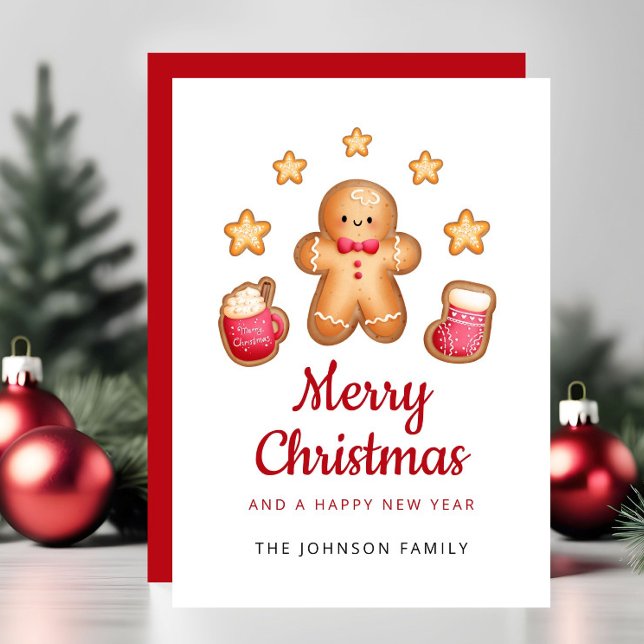 Cute Gingerbread Man Merry Christmas Holiday Card (Cute Gingerbread Man Merry Christmas Holiday Card)