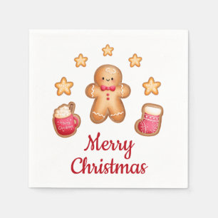 Cute Gingerbread Man Merry Christmas Napkin
