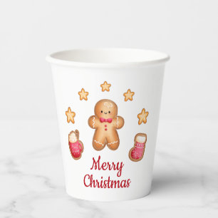 Cute Gingerbread Man Merry Christmas  Paper Cups