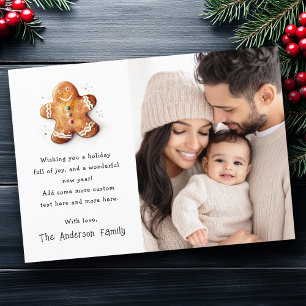 Cute gingerbread man Merry Christmas photo Holiday Card