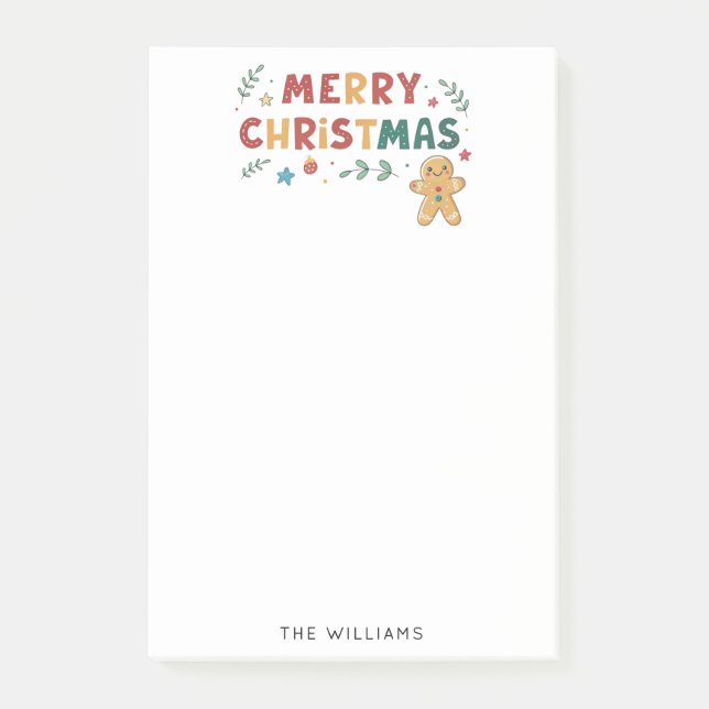 Cute Gingerbread Man Merry Christmas  Post-it Notes (Front)