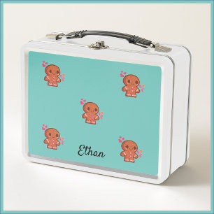 Cute Gingerbread Man Metal Lunch Box