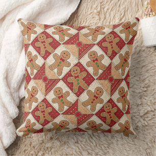 Cute Gingerbread Man Patchwork Pattern Style Cushion