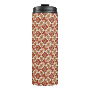 Cute Gingerbread Man Patchwork Pattern Style Thermal Tumbler