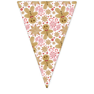 Cute Gingerbread Man & Peppermint Candy Christmas Bunting