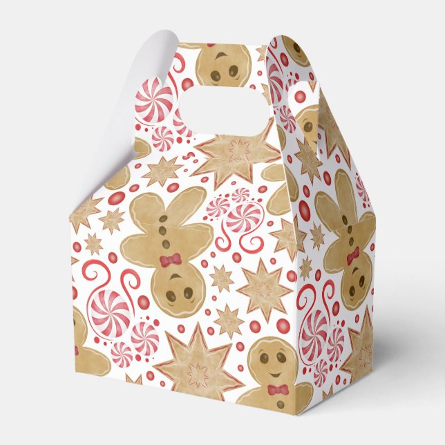 Cute Gingerbread Man & Peppermint Candy Christmas Favour Box (Front Side)
