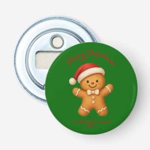 Cute Gingerbread Man with Santa Hat - Bottle Opener