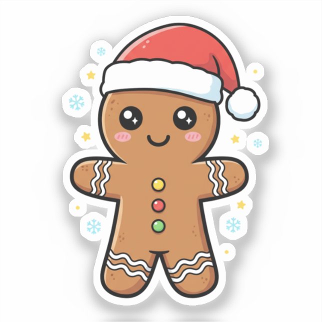 Cute Gingerbread Man with Santa Hat Christmas (Front)