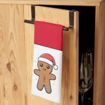 Cute Gingerbread Man with Santa Hat Christmas 