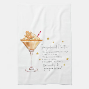 Cute Gingerbread Martini Cocktail Recipe Tea Towel