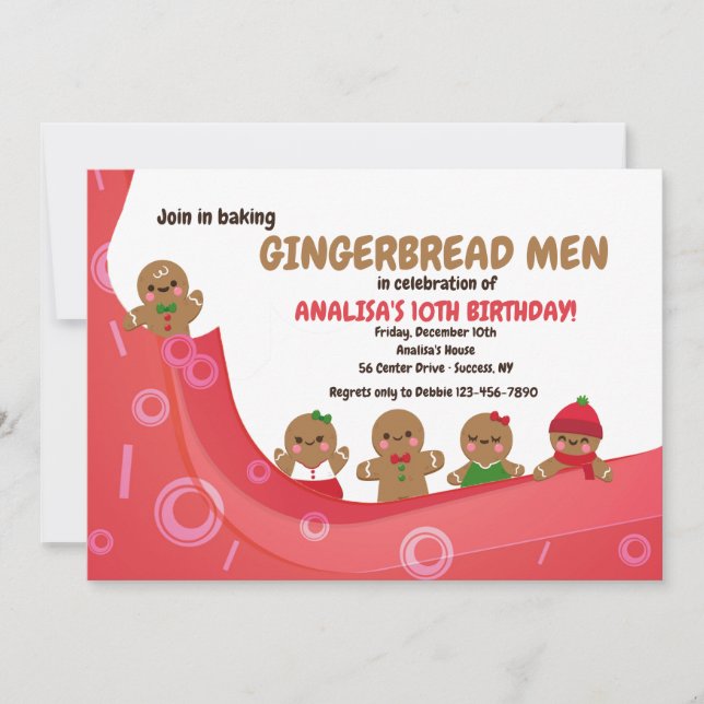Cute Gingerbread Men Invitation (Front)