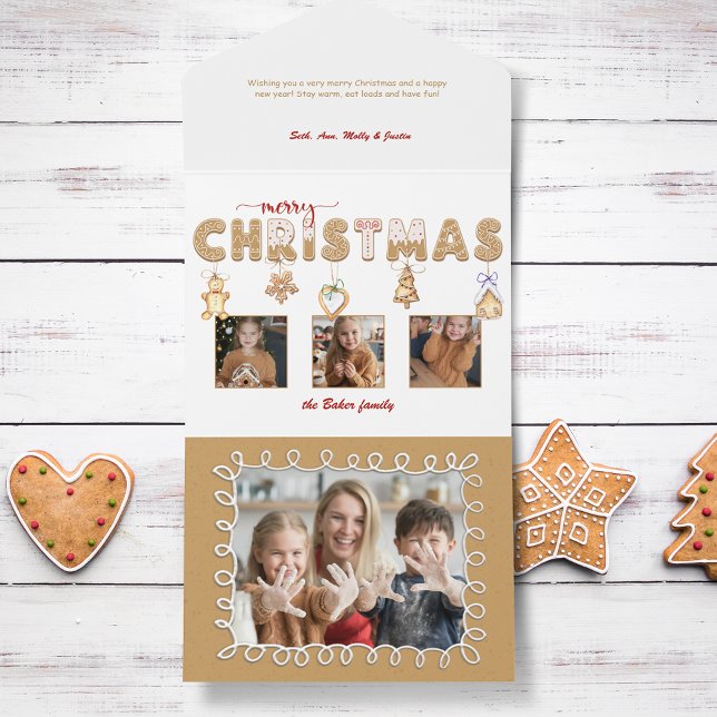 Cute Gingerbread Merry Christmas Multiphoto All In One Invitation (Creator Uploaded)