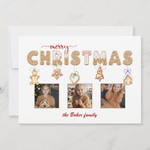 Cute Gingerbread Merry Christmas Multiphoto Holiday Card