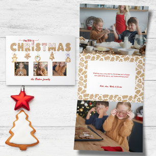 Cute Gingerbread Merry Christmas Multiphoto Tri-Fold Holiday Card