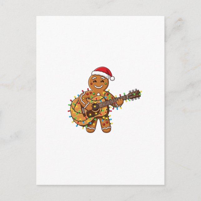 Cute Gingerbread Musician Playing Guitar   Postcard (Front)
