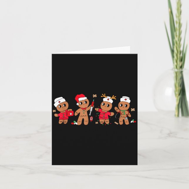 Cute Gingerbread Nurse Christmas Design Medical Hu Card (Front)