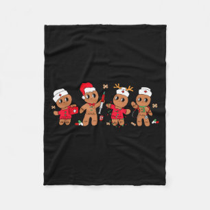 Cute Gingerbread Nurse Christmas Design Medical Hu Fleece Blanket