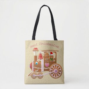 Cute Gingerbread Train And Aeroplane Cartoon Tote Bag