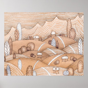 Cute Gingerbread Village Artwork   Poster