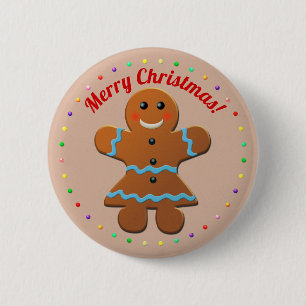 Cute Gingerbread Woman 6 Cm Round Badge