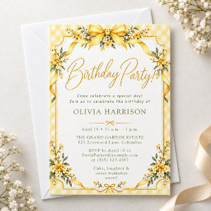 Cute Gingham Birthday Invitation