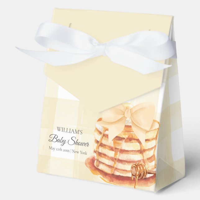 Cute Gingham Bow Pancake Brunch Baby Shower  Favour Box (Front)