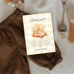 Cute Gingham Bow Pancake Brunch Baby Shower Thank You Card
