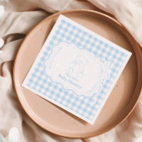 Cute Gingham French Teddy Bear Baby Shower