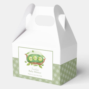 Cute Gingham Greenery Sweet Pea In Pod Baby Shower Favour Box