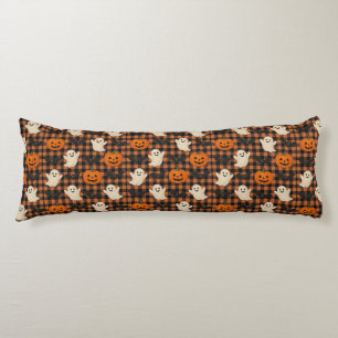 Cute, gingham halloween ghost pumpkin bats body cushion