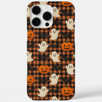 Cute, gingham halloween ghost pumpkin bats
