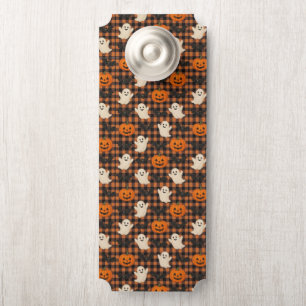 Cute, gingham halloween ghost pumpkin bats  door hanger