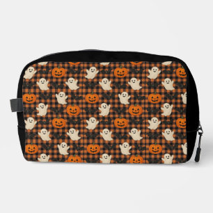 Cute, gingham halloween ghost pumpkin bats dopp kit
