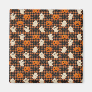Cute, gingham halloween ghost pumpkin bats magnet