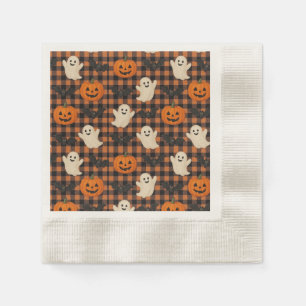 Cute, gingham halloween ghost pumpkin bats napkin