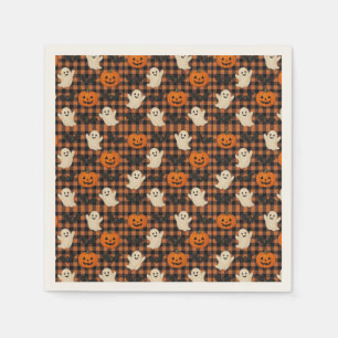 Cute, gingham halloween ghost pumpkin bats napkin