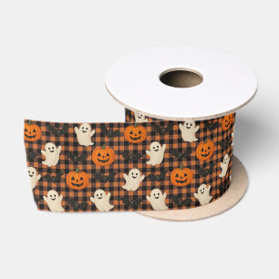 Cute, gingham halloween ghost pumpkin bats satin ribbon