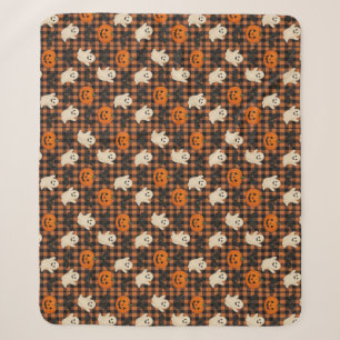 Cute, gingham halloween ghost pumpkin bats sherpa blanket