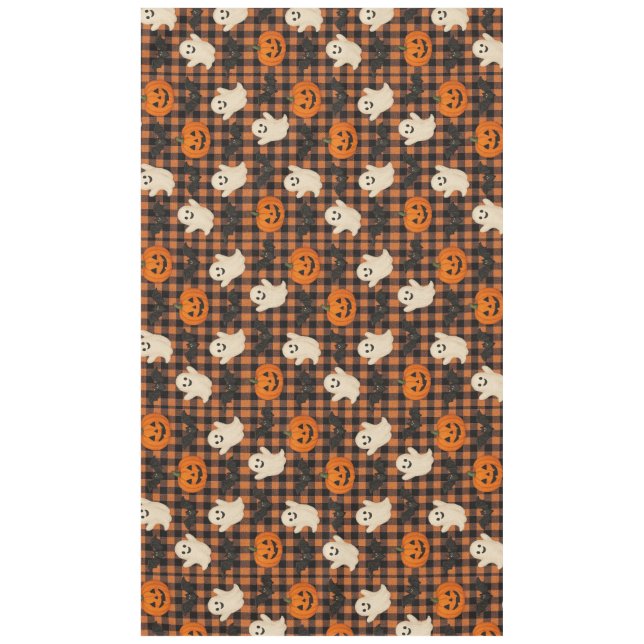 Cute, gingham halloween ghost pumpkin bats  tablecloth (Front)