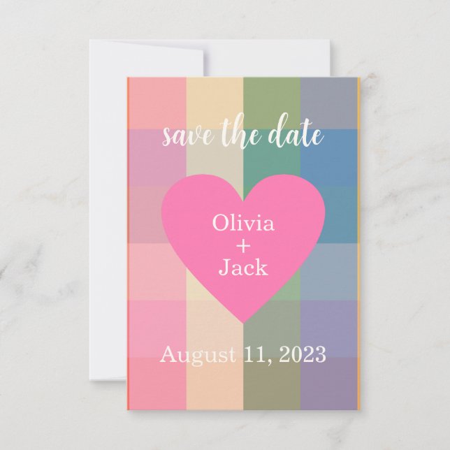 Cute Gingham Heart Save The Date (Front)
