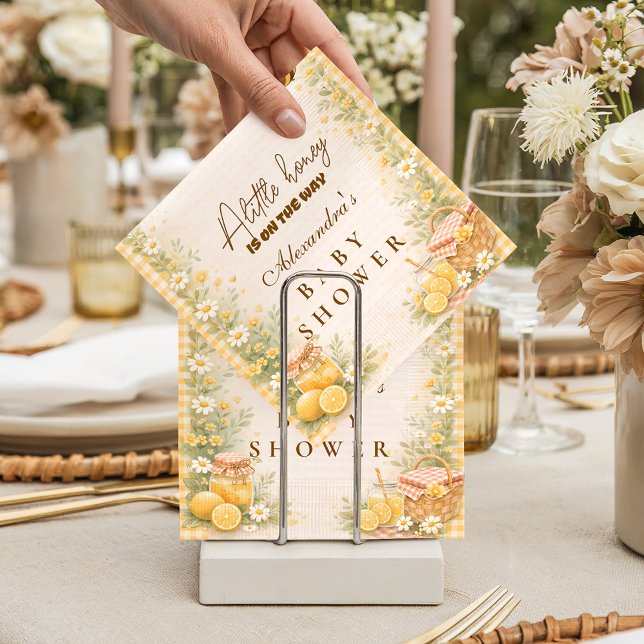 Cute Gingham Honey Bee Baby Shower Napkin (Creator Uploaded)