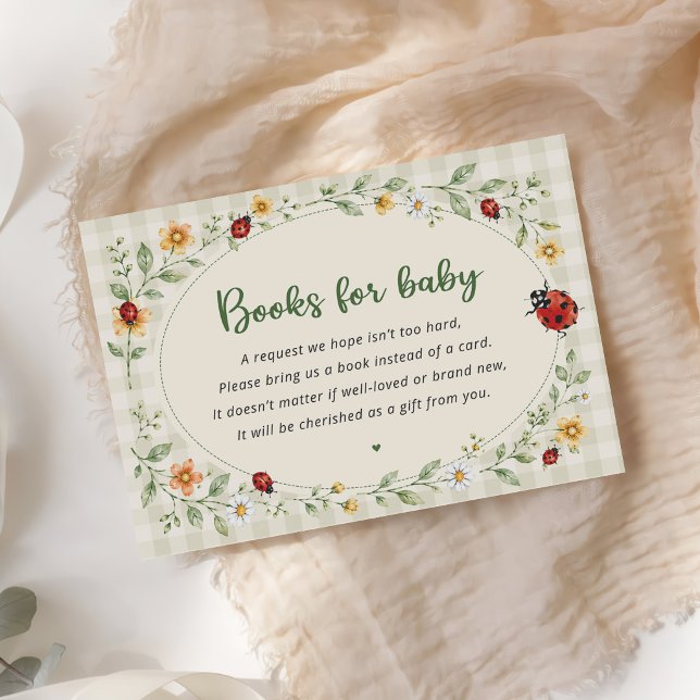Cute Gingham Ladybug Love Bug Baby Shower Enclosure Card (Creator Uploaded)
