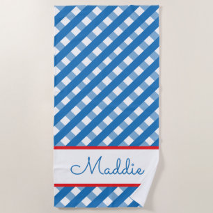 Cute Gingham Personalised Beach Towel