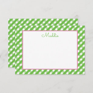 Cute Gingham Personalised Note Cards