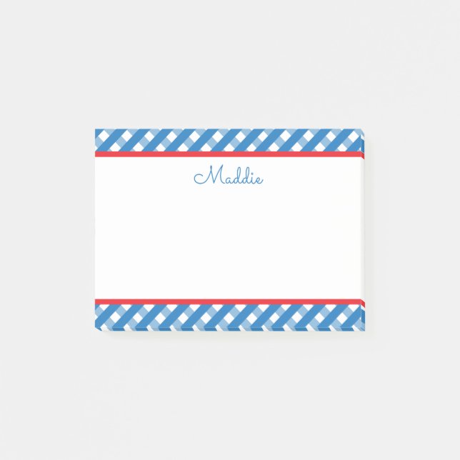 Cute Gingham Personalised Notepad (Front)