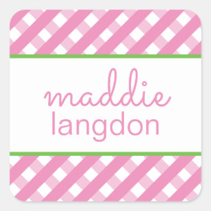 Cute Gingham Personalised Stickers