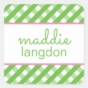 Cute Gingham Personalised Stickers